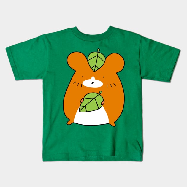 Leaf Hamster Kids T-Shirt by saradaboru